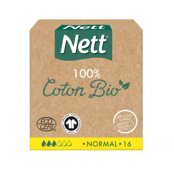 Tampónes avec Applicateur 100% Coton Bio Normal x16NETT - imagen 1
